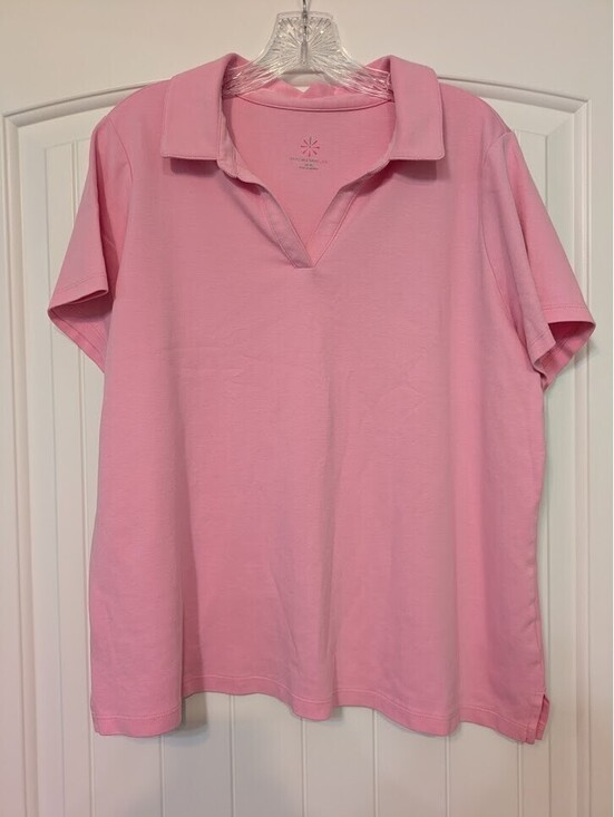 Isaac Mizrahi Tops - 💗 Isaac Mizrahi Live XL Collared Tee — Pink
